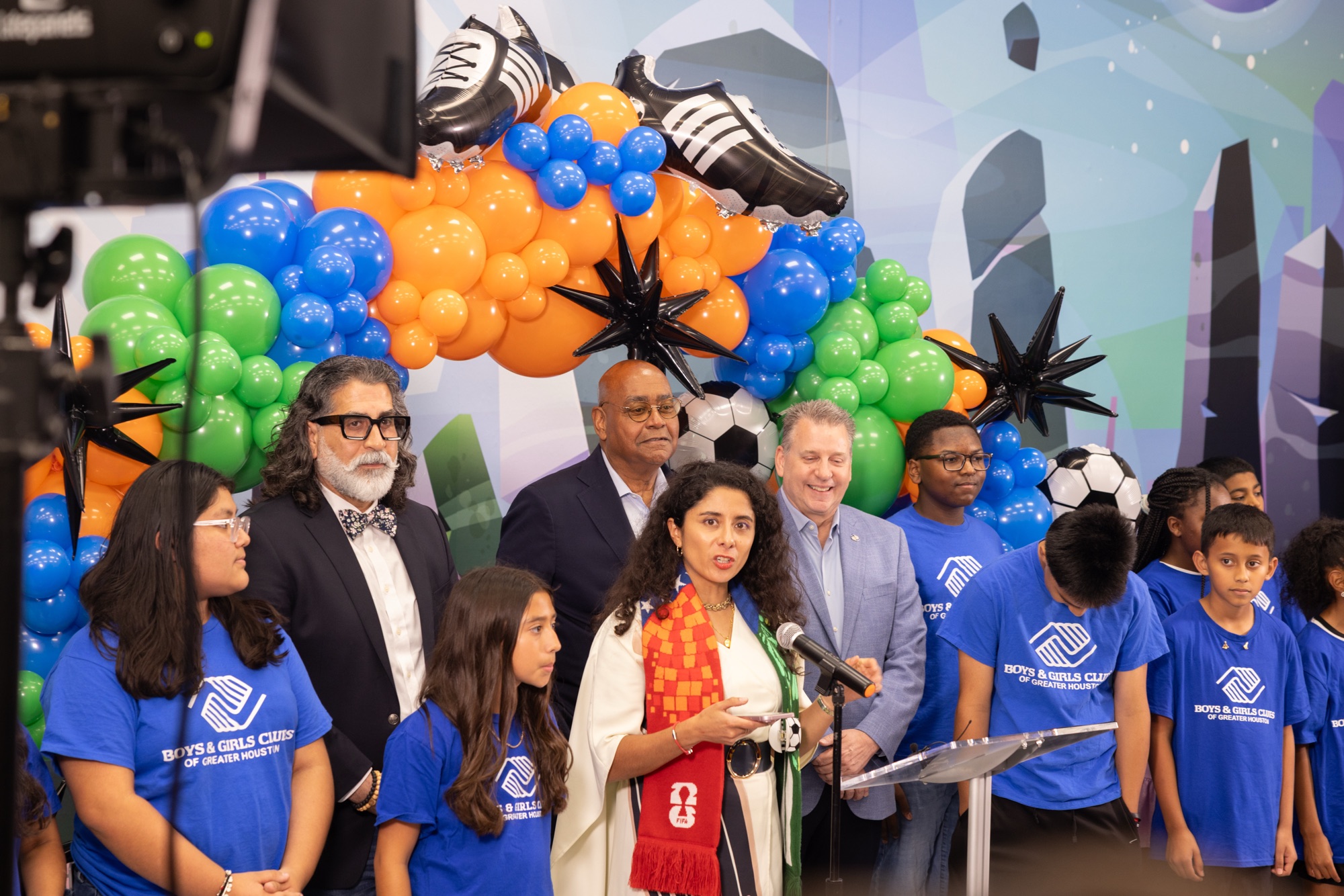 Photo from the Road to the World Cup youth ticket announcement with Judge Lina Hidalgo